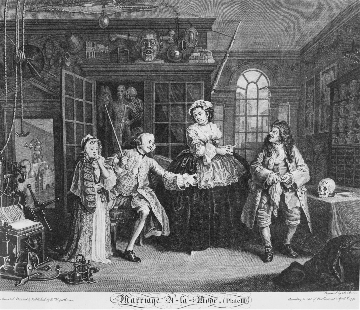 Modda Evlilik, Plaka 3, (Şavatla Sahne) by William Hogarth