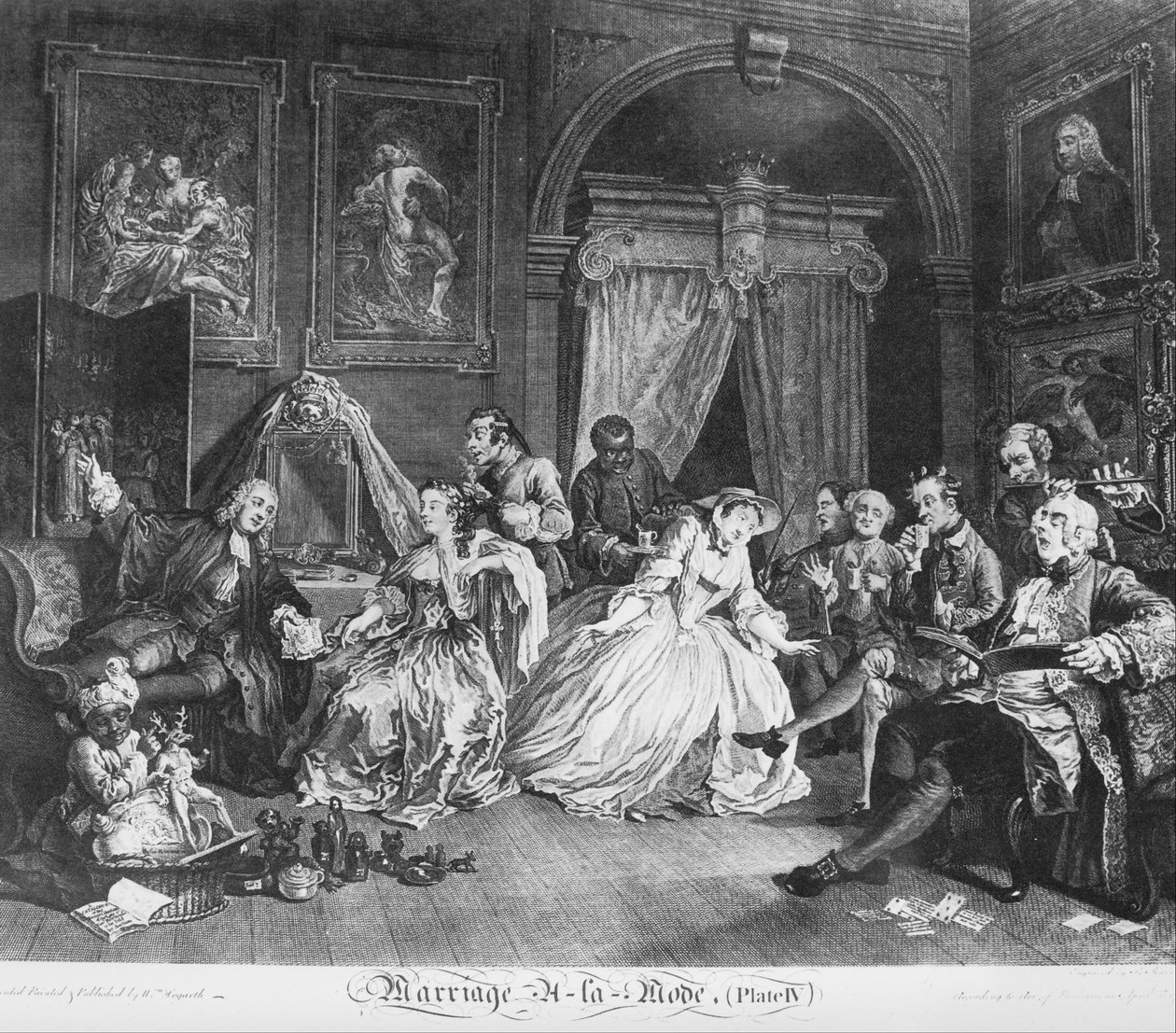 Modda Evlilik, Plaka 4, (Kontess Levee) by William Hogarth