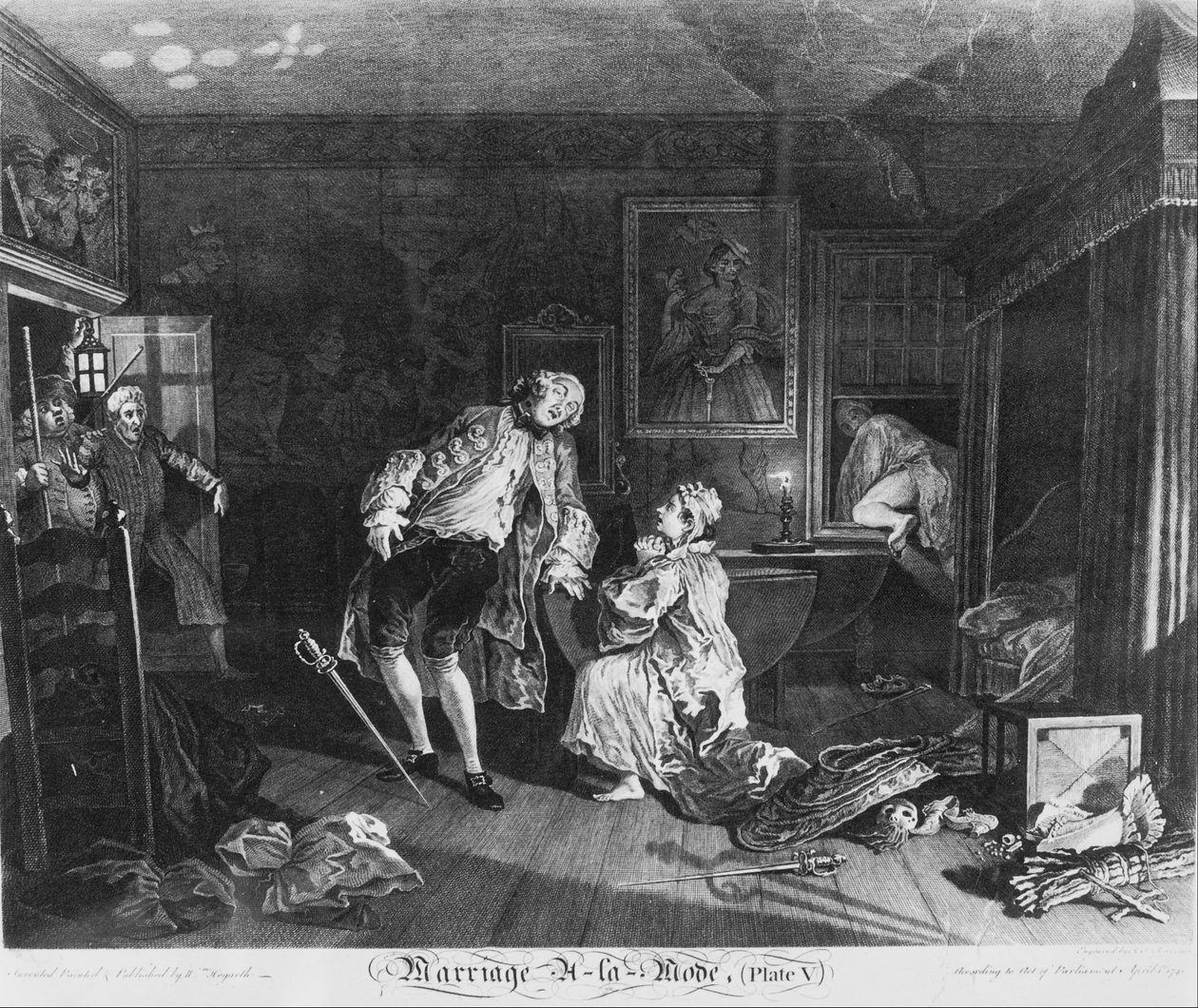 Modda Evlilik, Plaka 5, (Kontun Ölümü) by William Hogarth
