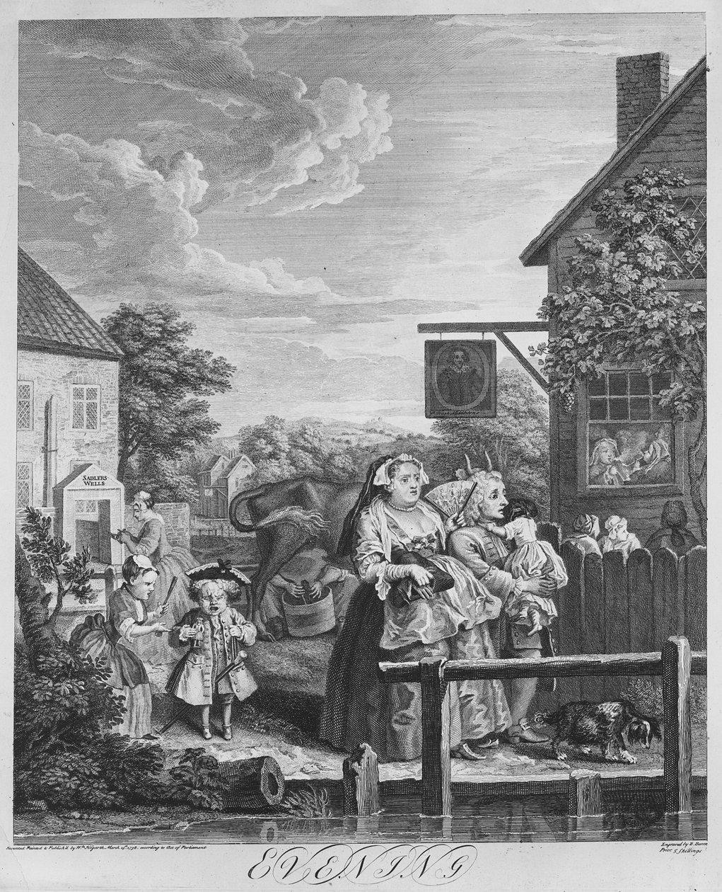 Times of the Day, Evening, 1738  by William Hogarth