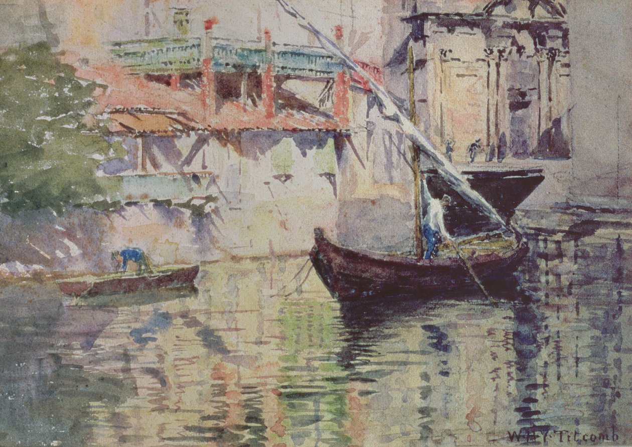 A Side Canal, Venedik (kağıt üzerinde wc) by William Holt Yates Titcomb
