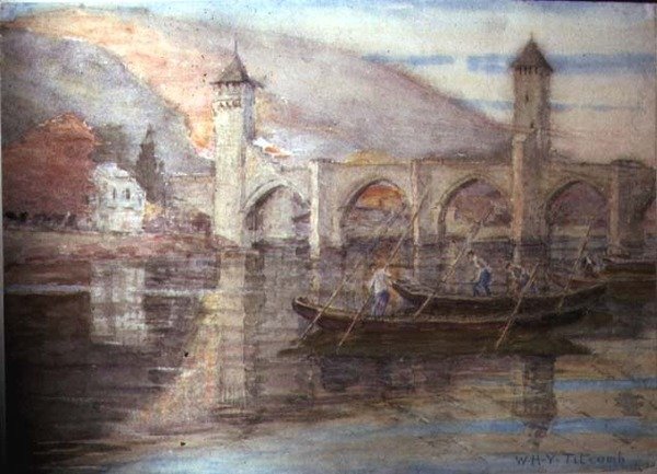 Pont Valentre, Cahors (kağıt üzerinde wc) by William Holt Yates Titcomb