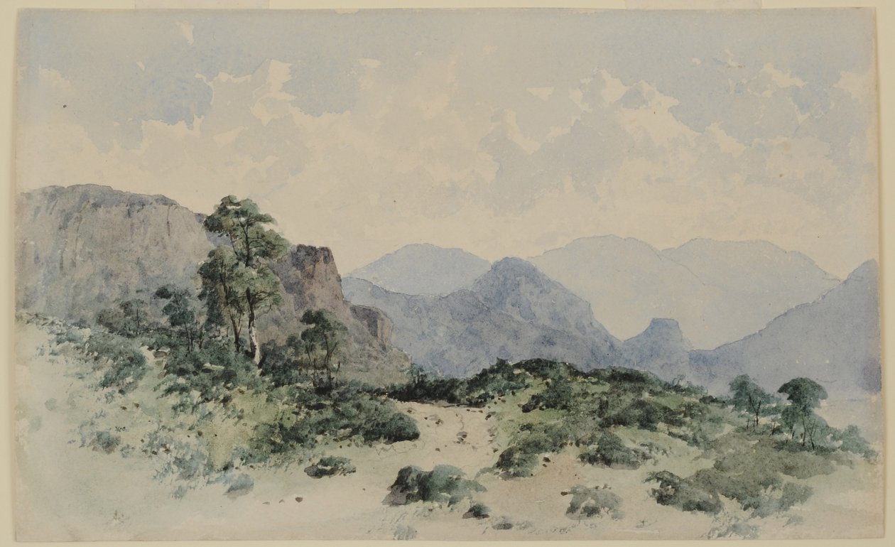 Lake District Fells, Borrowdale, 1840-58 (kağıt üzerinde wc) by William James Blacklock