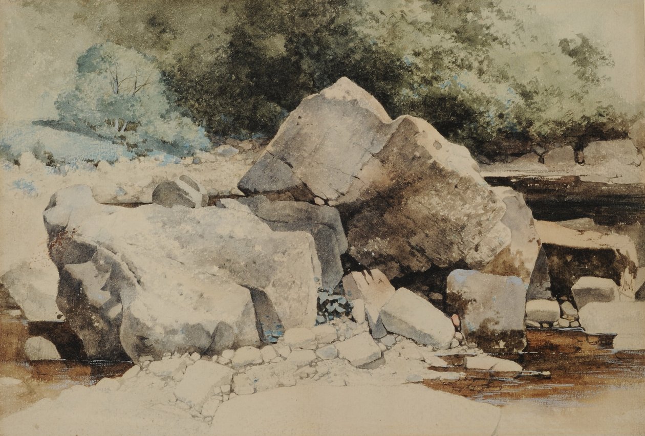 Bir Dağ Deresinde Kayalar, 1840-58 (kağıt üzerinde wc) by William James Blacklock