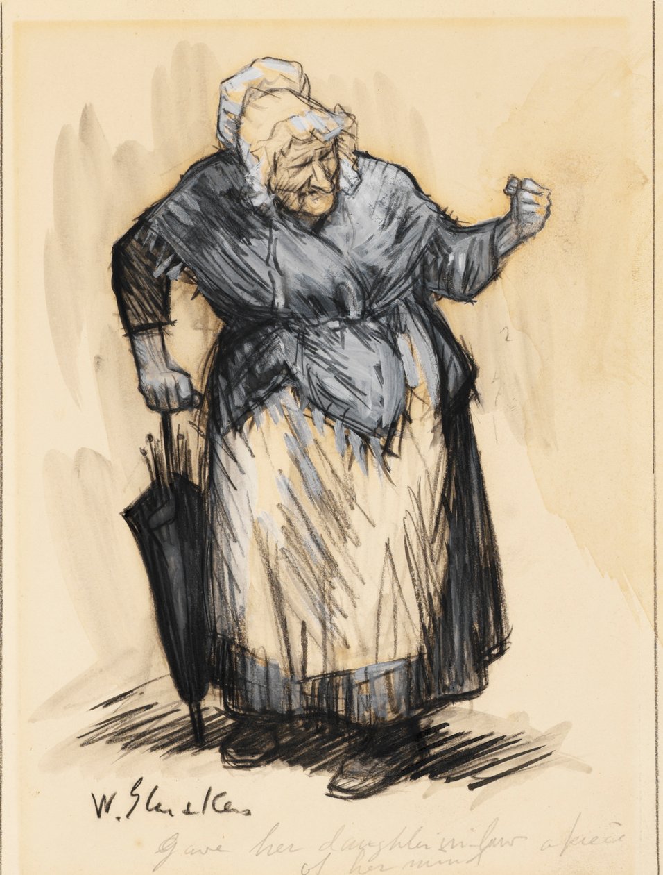 Gelinine Aklından Bir Parça Verdi (kağıt üzerinde karışık teknik) by William James Glackens