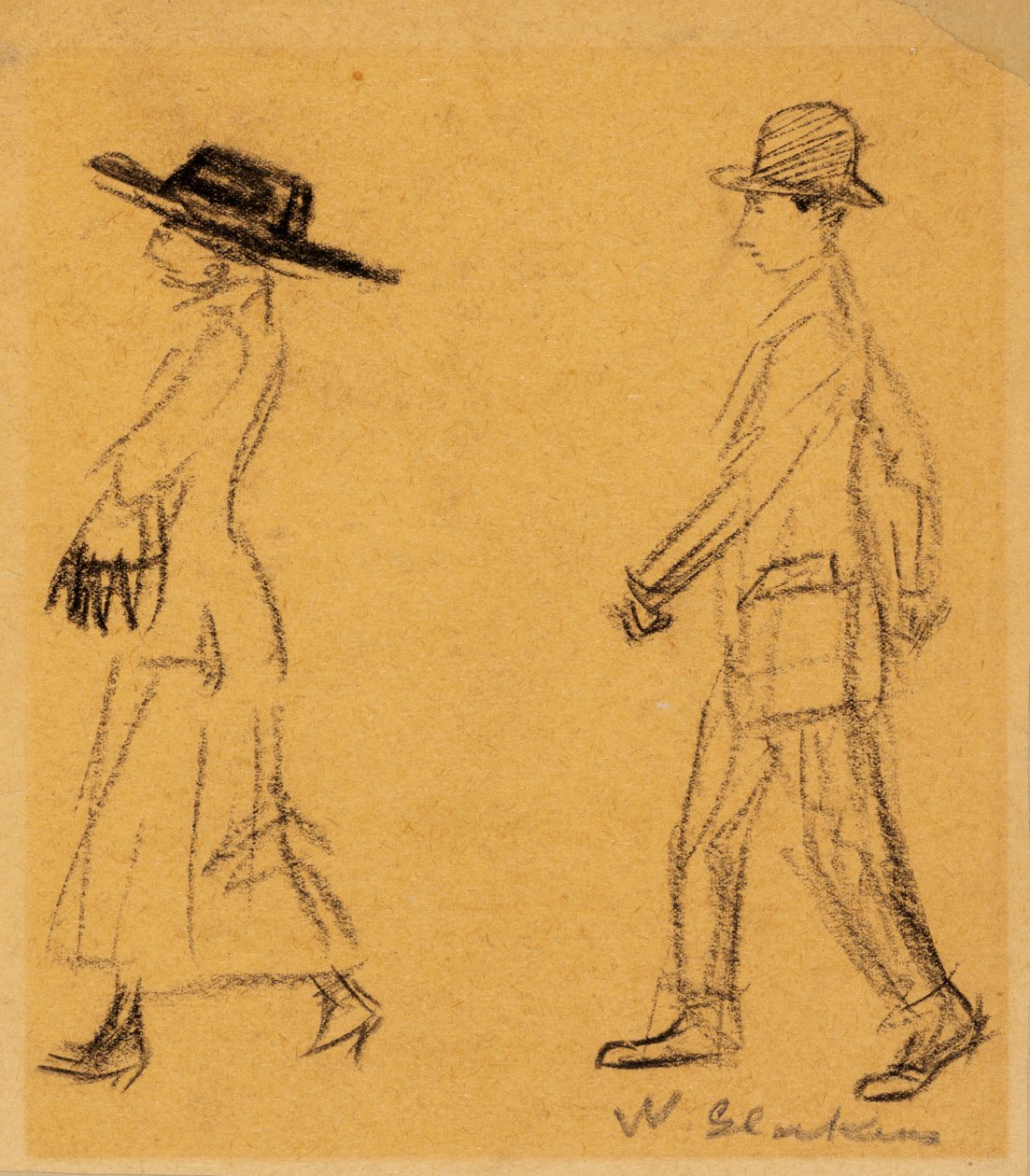 Kadını Takip Eden Adam (kağıt üzerinde karakalem) by William James Glackens