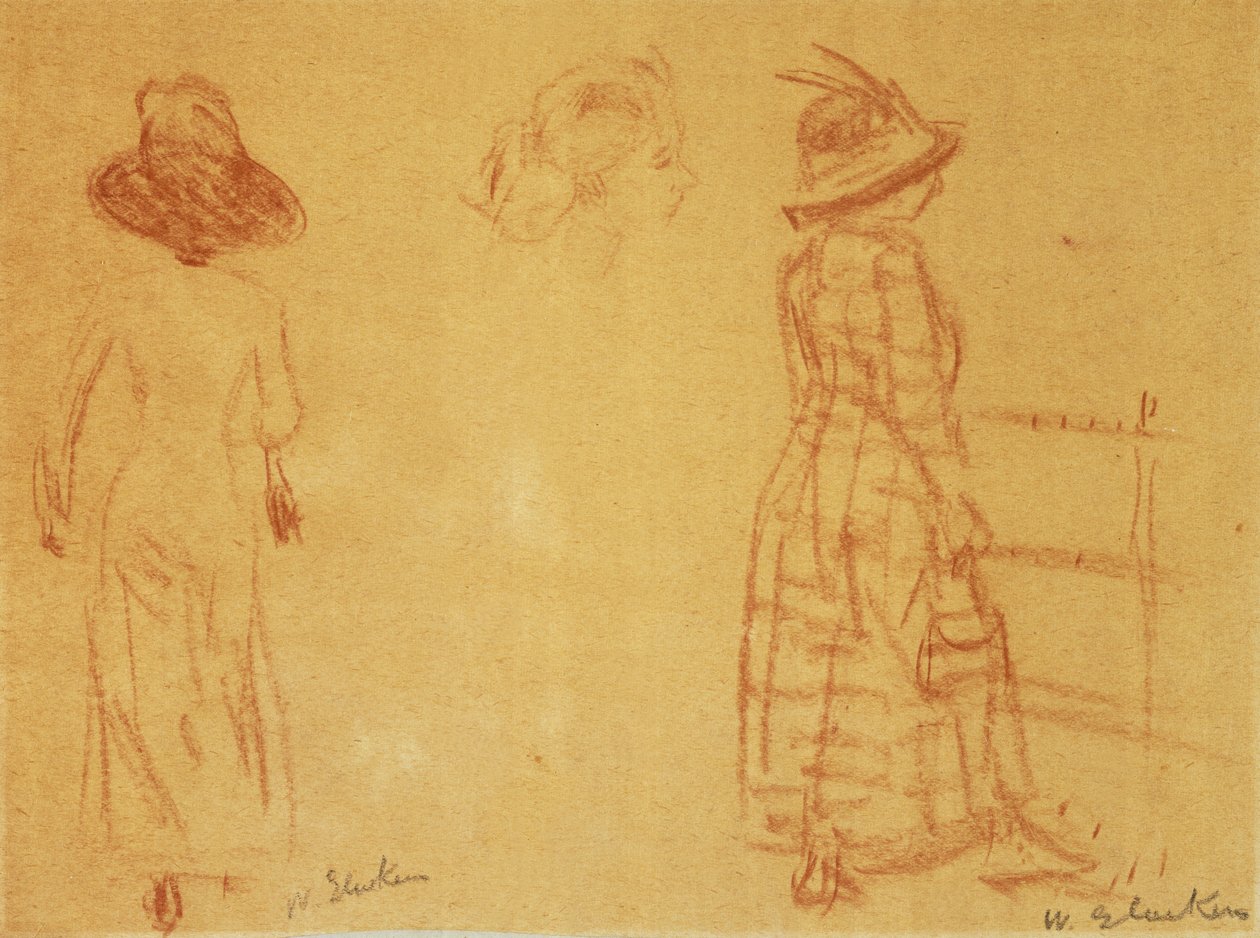 Kırmızı - İki Kadın ve Bir Baş by William James Glackens