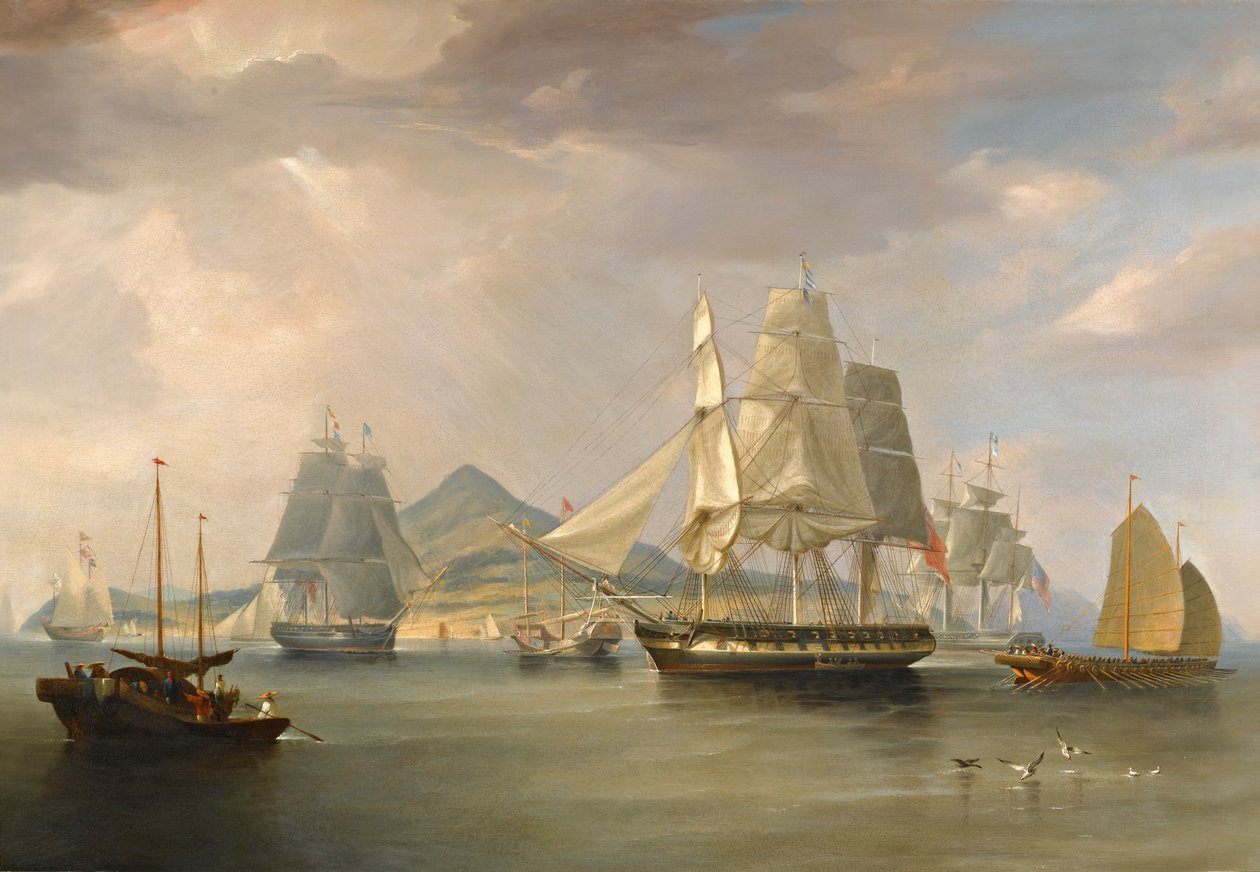 Afyon gemileri Lintin, Çin, 1824 by William John Huggins