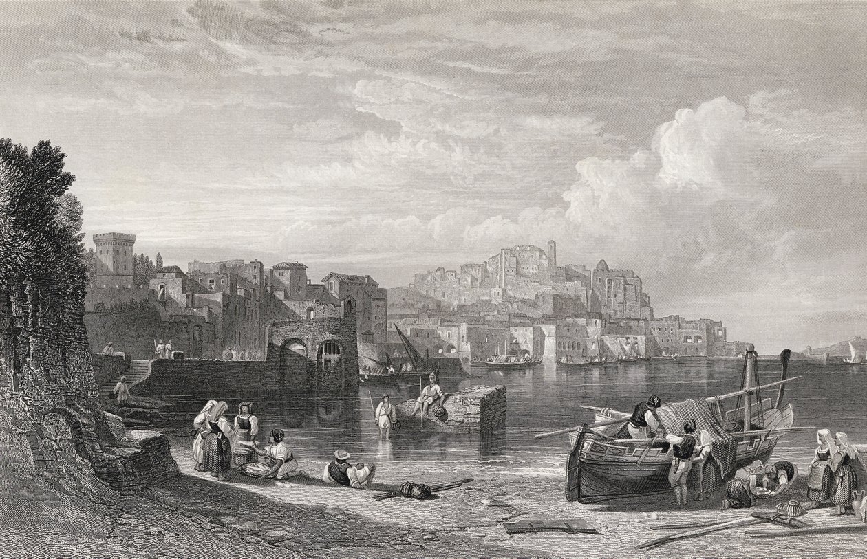 Pozzuoli, the Ancient town of Puteoli, engraved by William Richardson (1842-77) from 