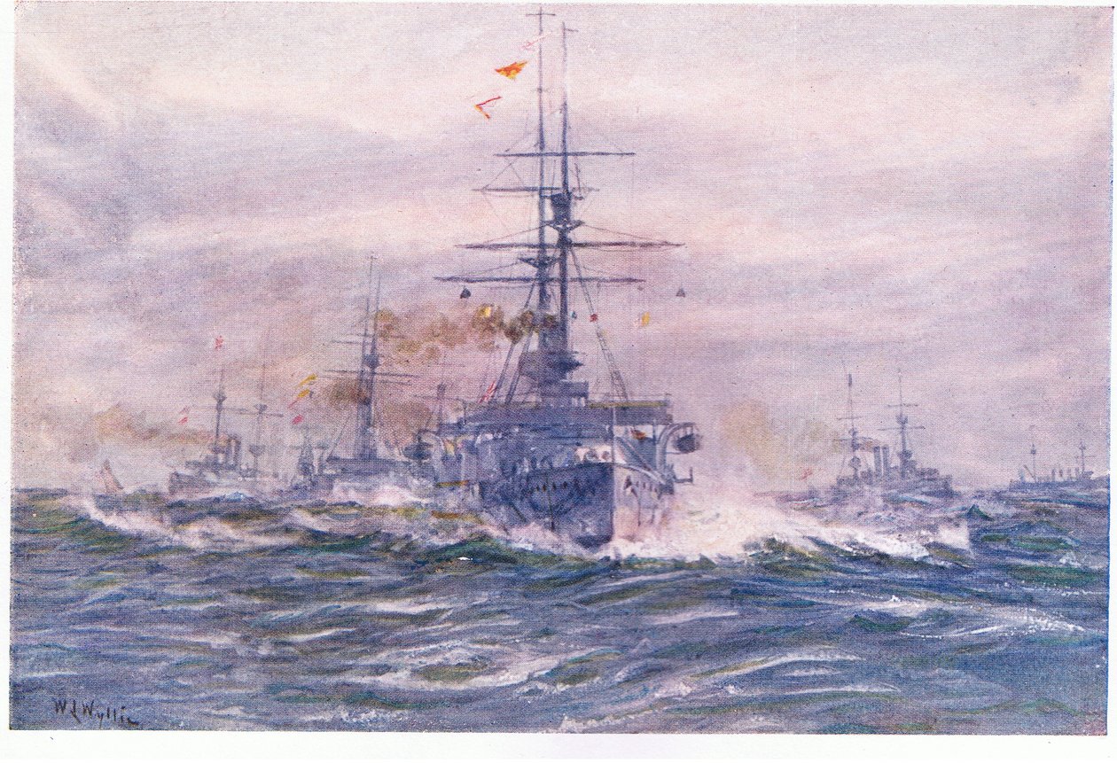 Beyaz Çağın denizde savaş gemileri, 1915 by William Lionel Wyllie