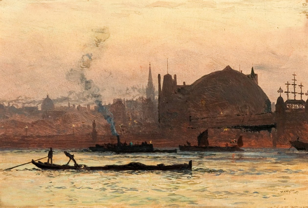 Charing Cross yakınlarındaki Thames Nehri, Londra, 1892 by William Lionel Wyllie