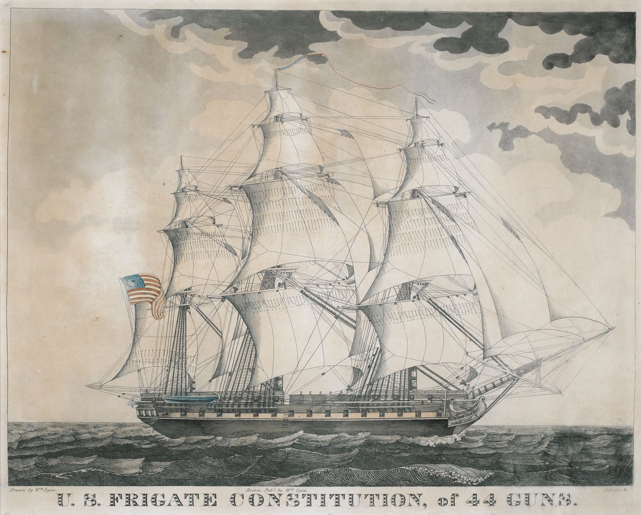 Abel Bowen (d.1790) tarafından oyulmuş 44 Silahlı ABD Fırkateyn Anayasası by William Lynn
