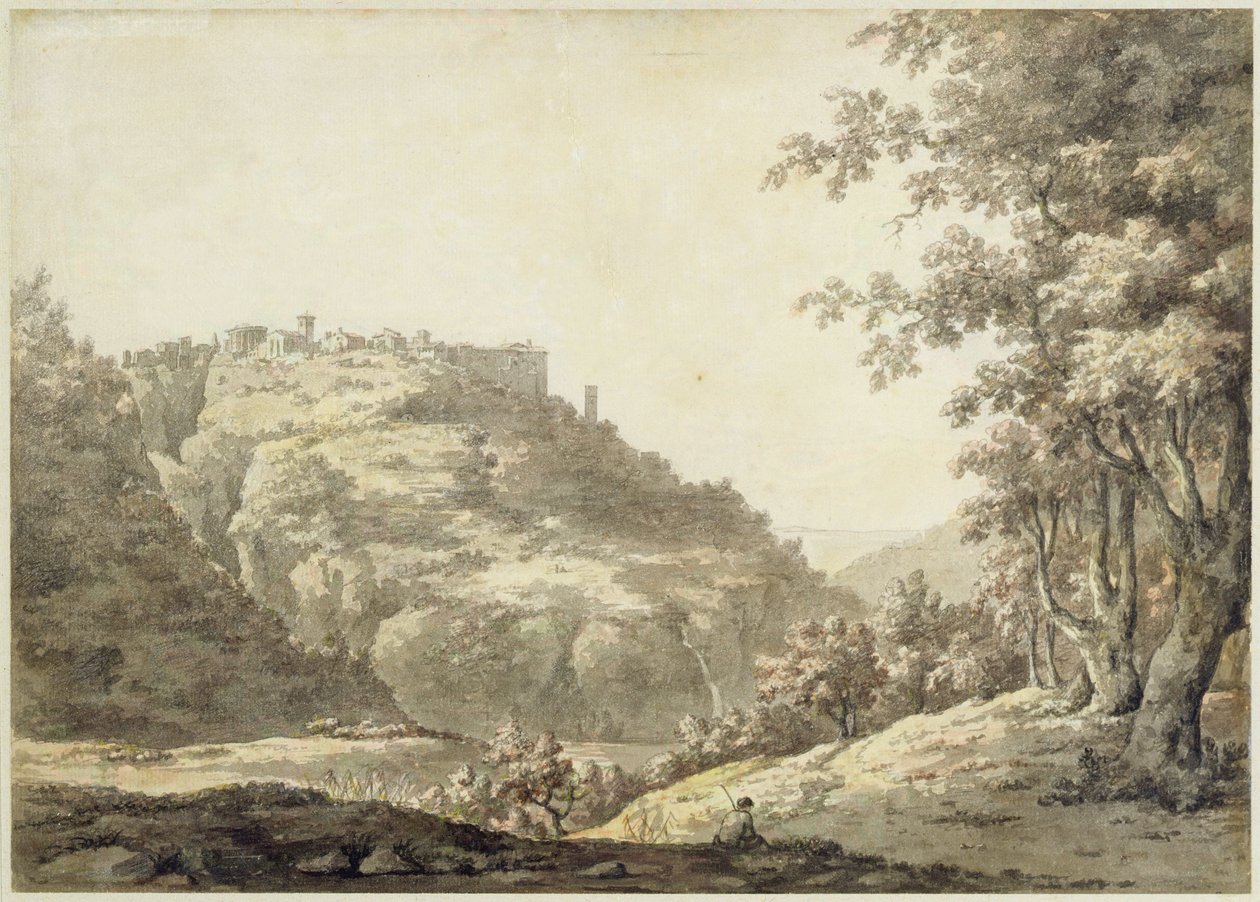 Tivoli, c.1768 (yayılmış kağıt üzerine grafit üzerine wc ve kalem ve gri mürekkep) by William Marlow