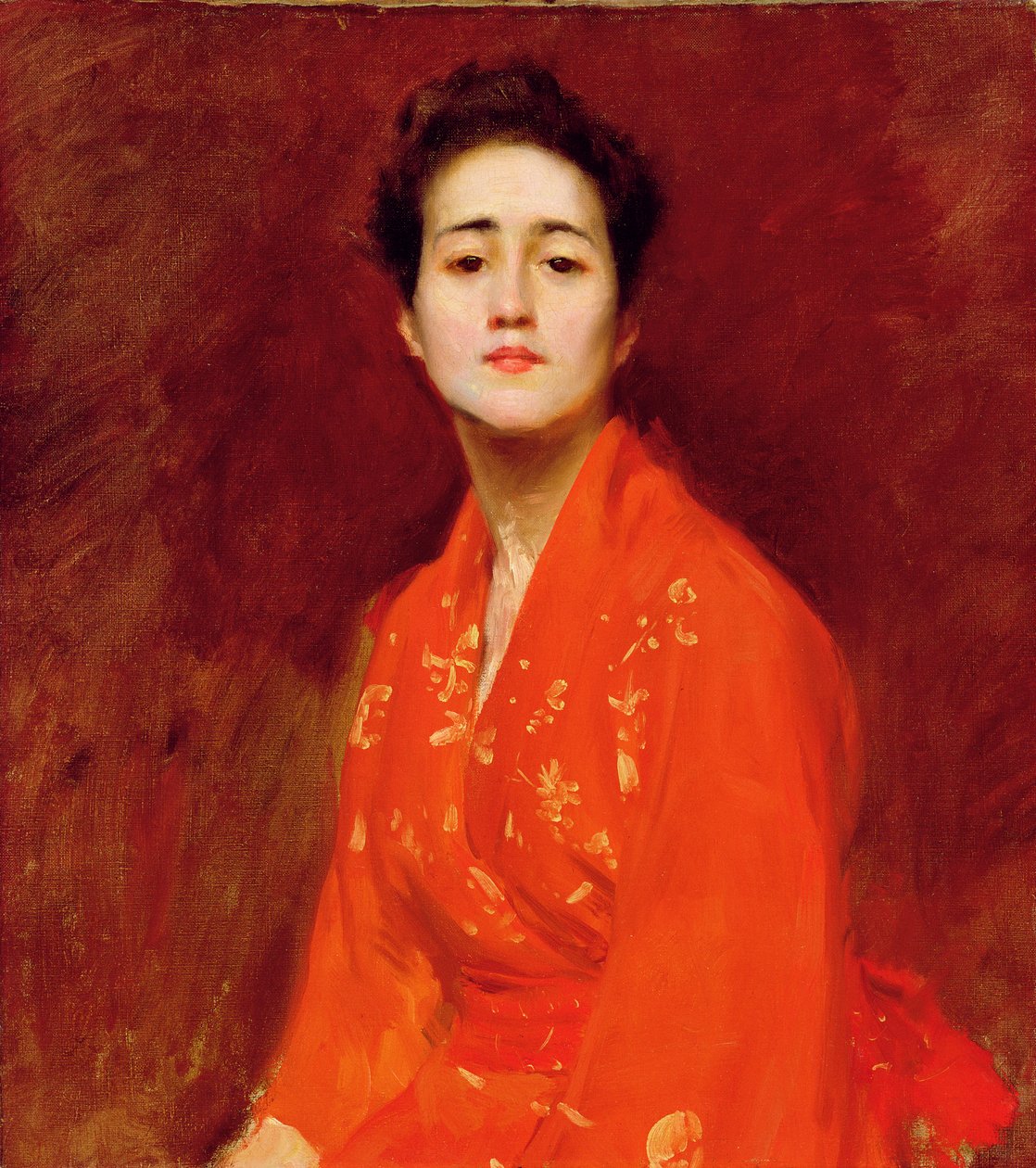 Japon Elbiseli Kız Çalışması, 1895 by William Merritt Chase