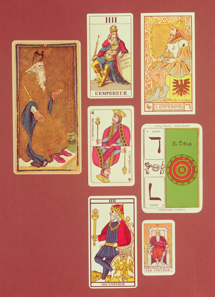 III İmparator, farklı paketlerden yedi tarot kartı by William Minchin