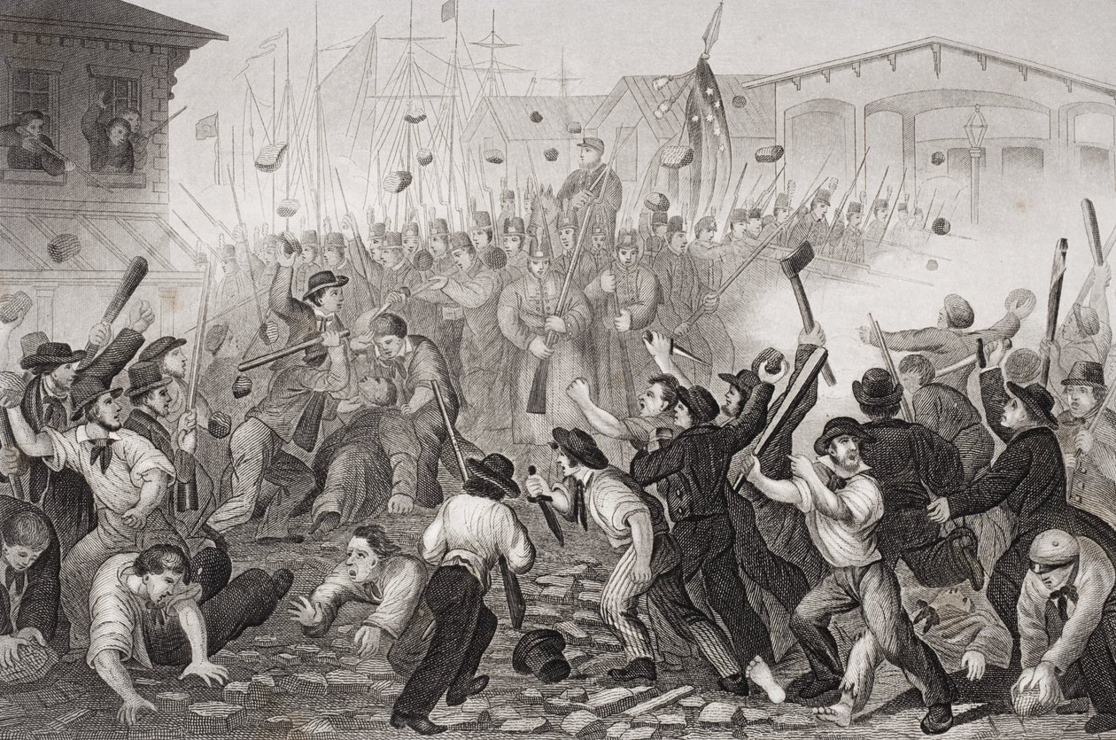 Attack on the Massachusetts 6th at Baltimore, Maryland, 19th April 1861  by William Momberger