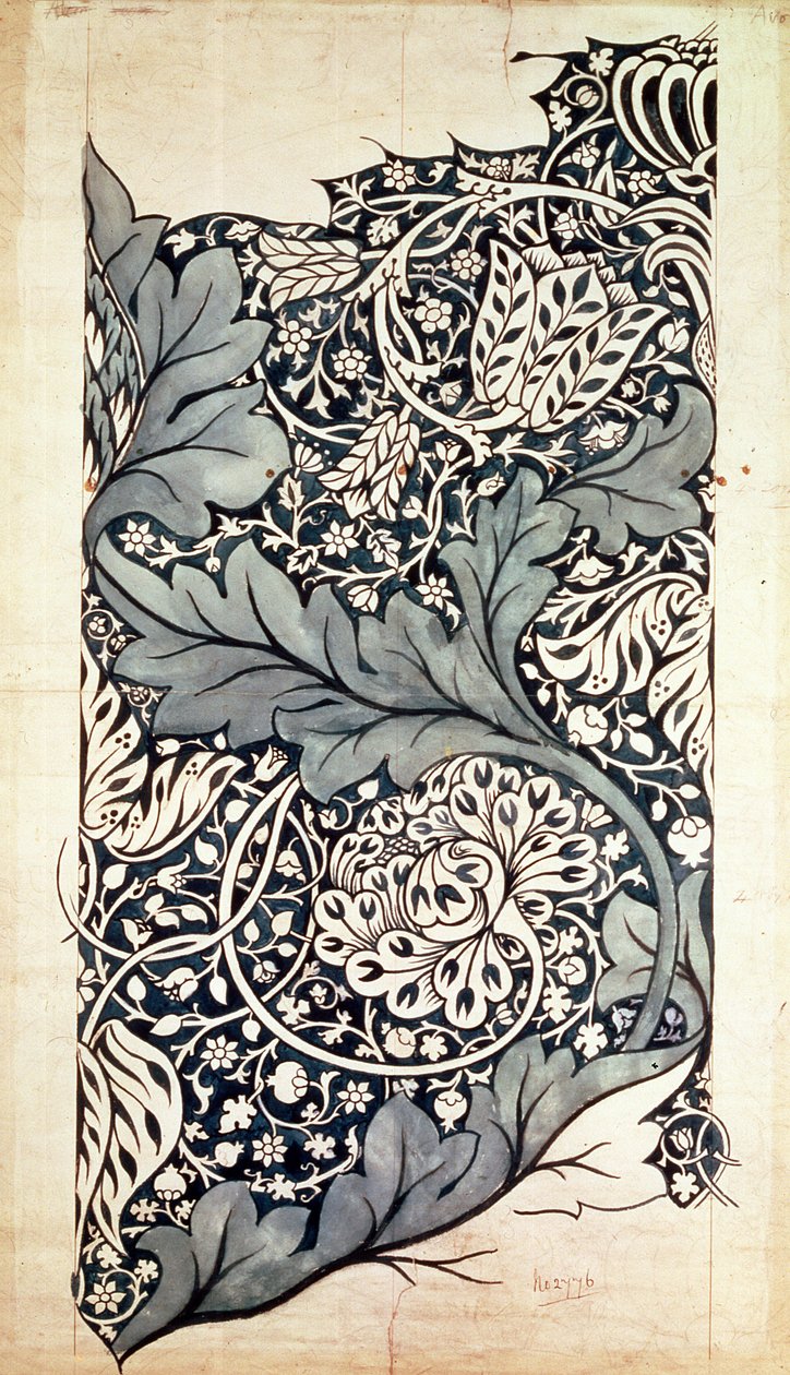 Avon Chintz için tasarım, c.1886 (kağıt üzerinde wc ile kalem ve mürekkep) by William Morris