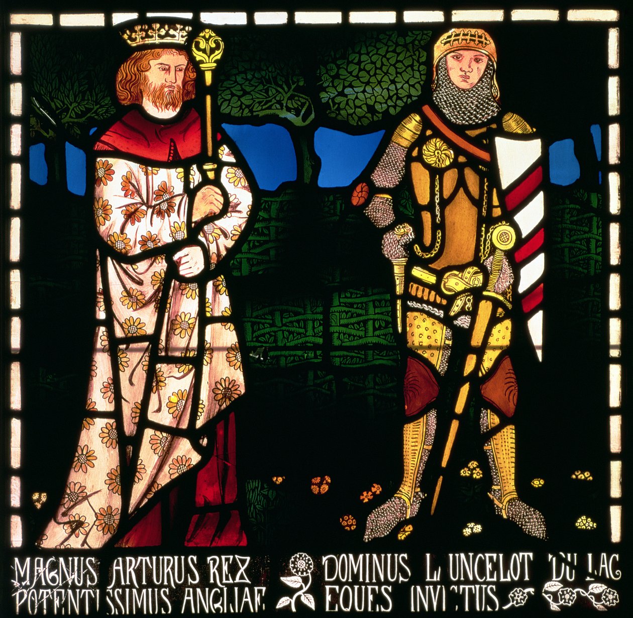 Kral Arthur ve Sir Lancelot, 1862 (vitray) by William Morris