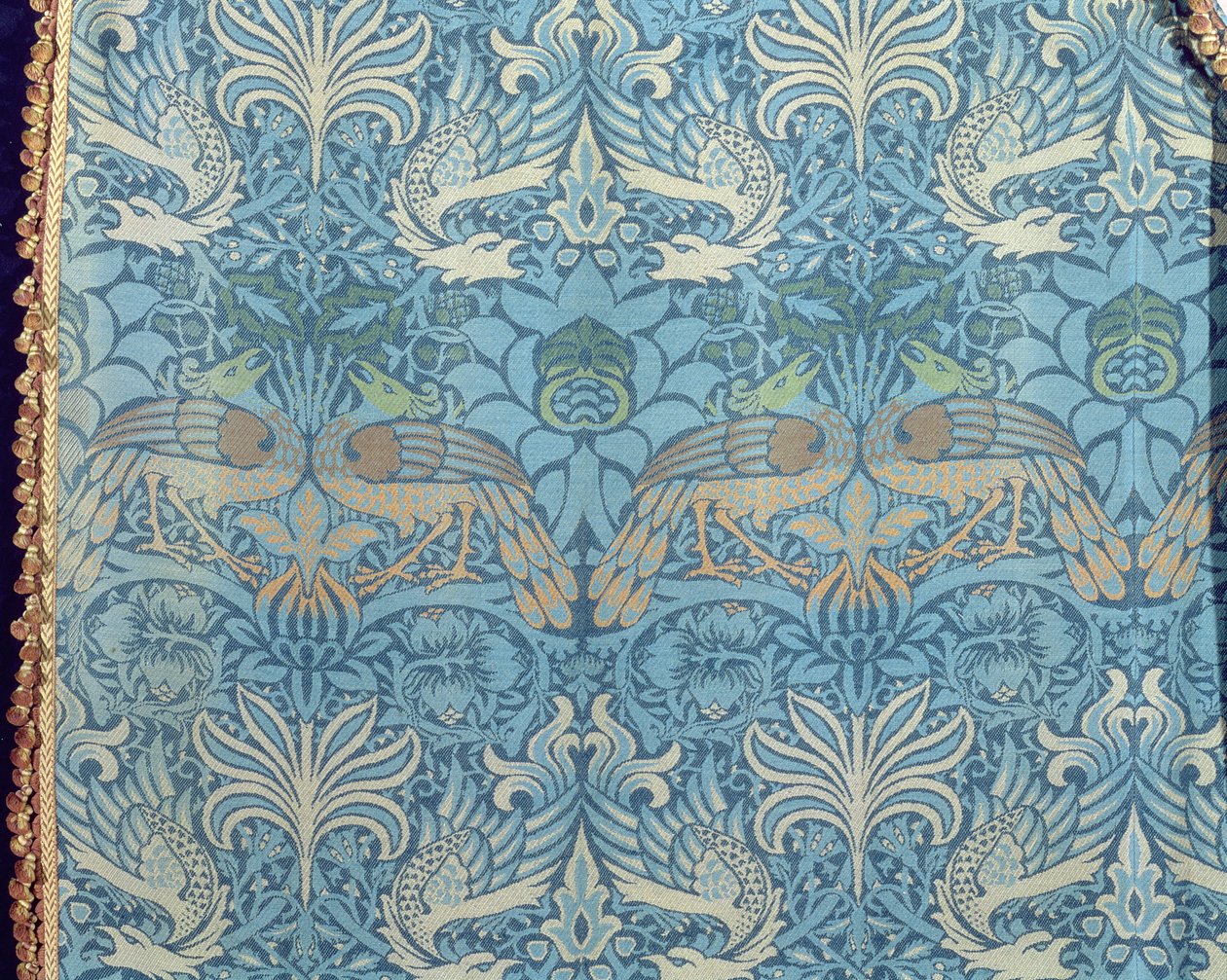 Peacock and Dragon, 1878 (orijinal süslemeli dokuma yün ve panel) (detay) (ayrıca bkz. 116561) by William Morris