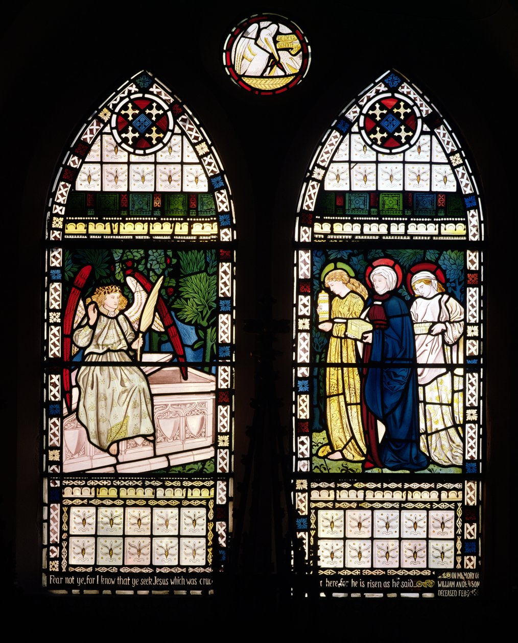 The Three Maries at the Sepulchre, 1862 (stained glass) by William Morris