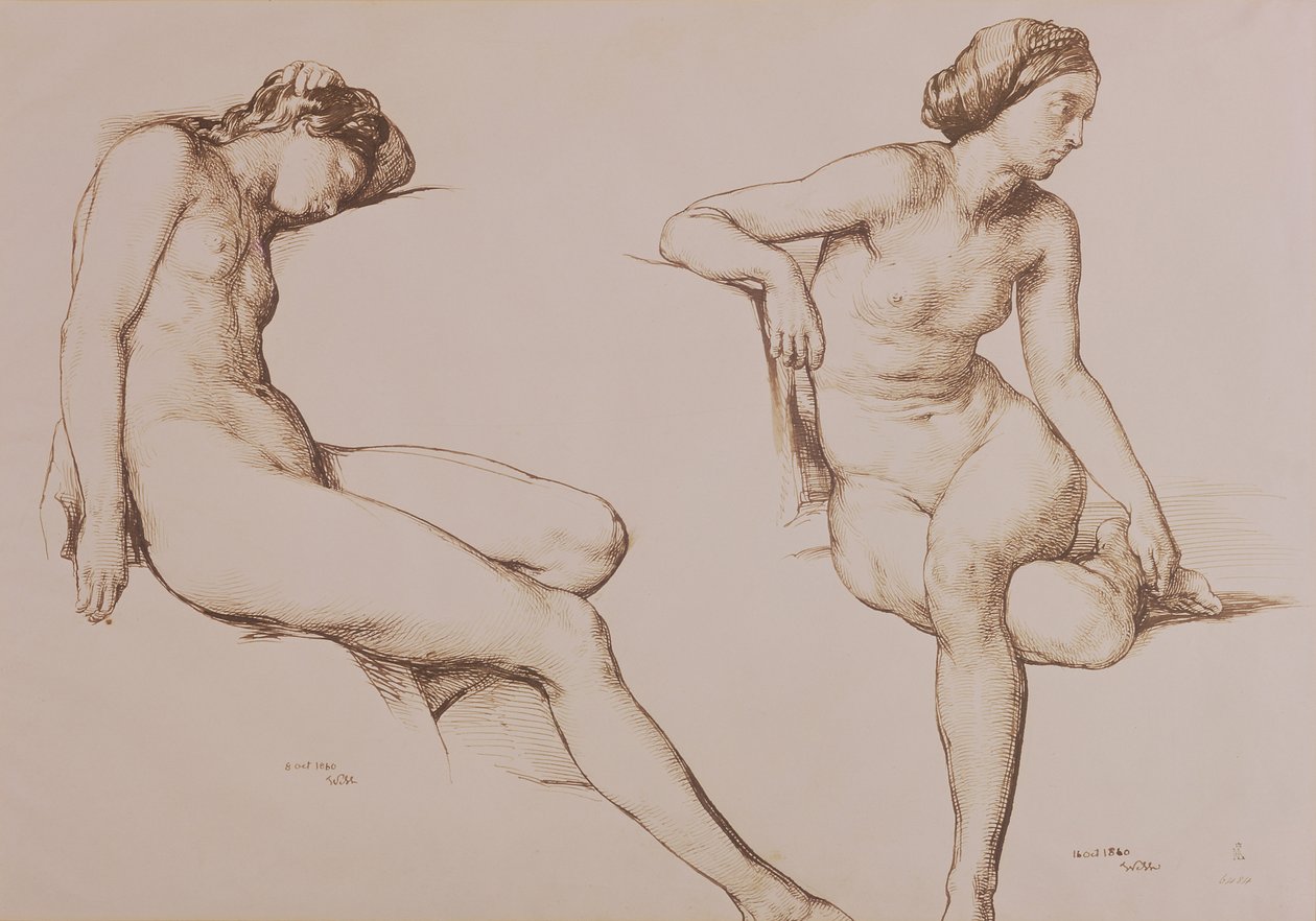 Çıplak Kadının Sepya Çizimi, 1860 dolayları by William Mulready