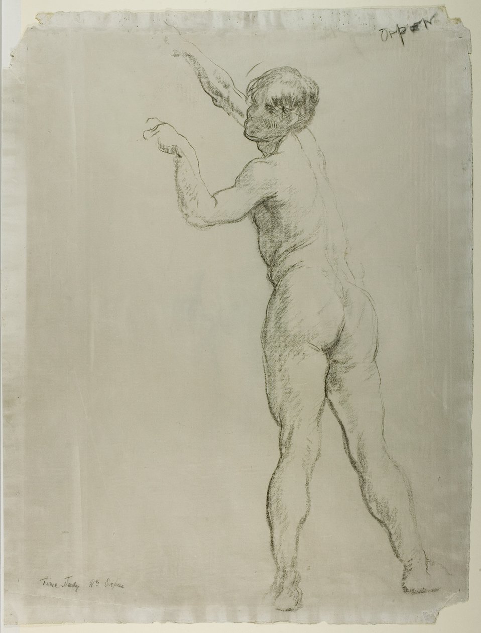 Erkek Çıplak Ayakta (kağıt üzerinde tebeşir) by William Orpen