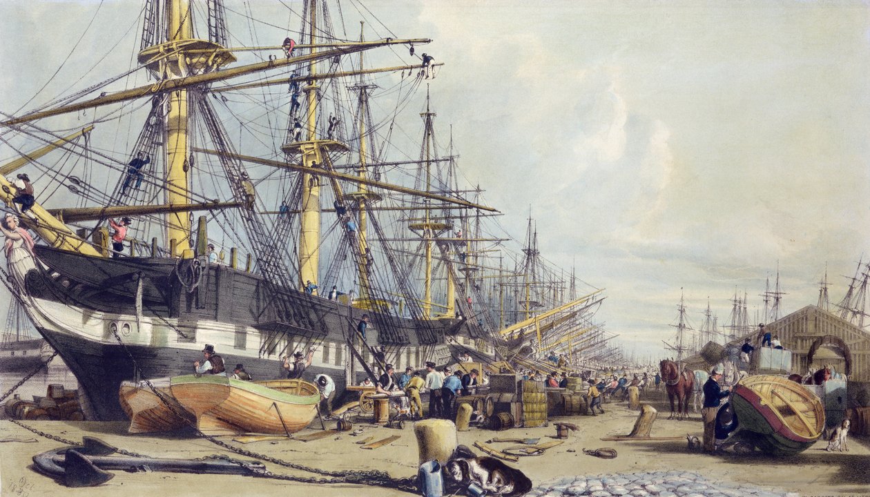 Batı Hindistan Rıhtımları, 'Thames'ten Londra'dan, 1840 by William Parrott
