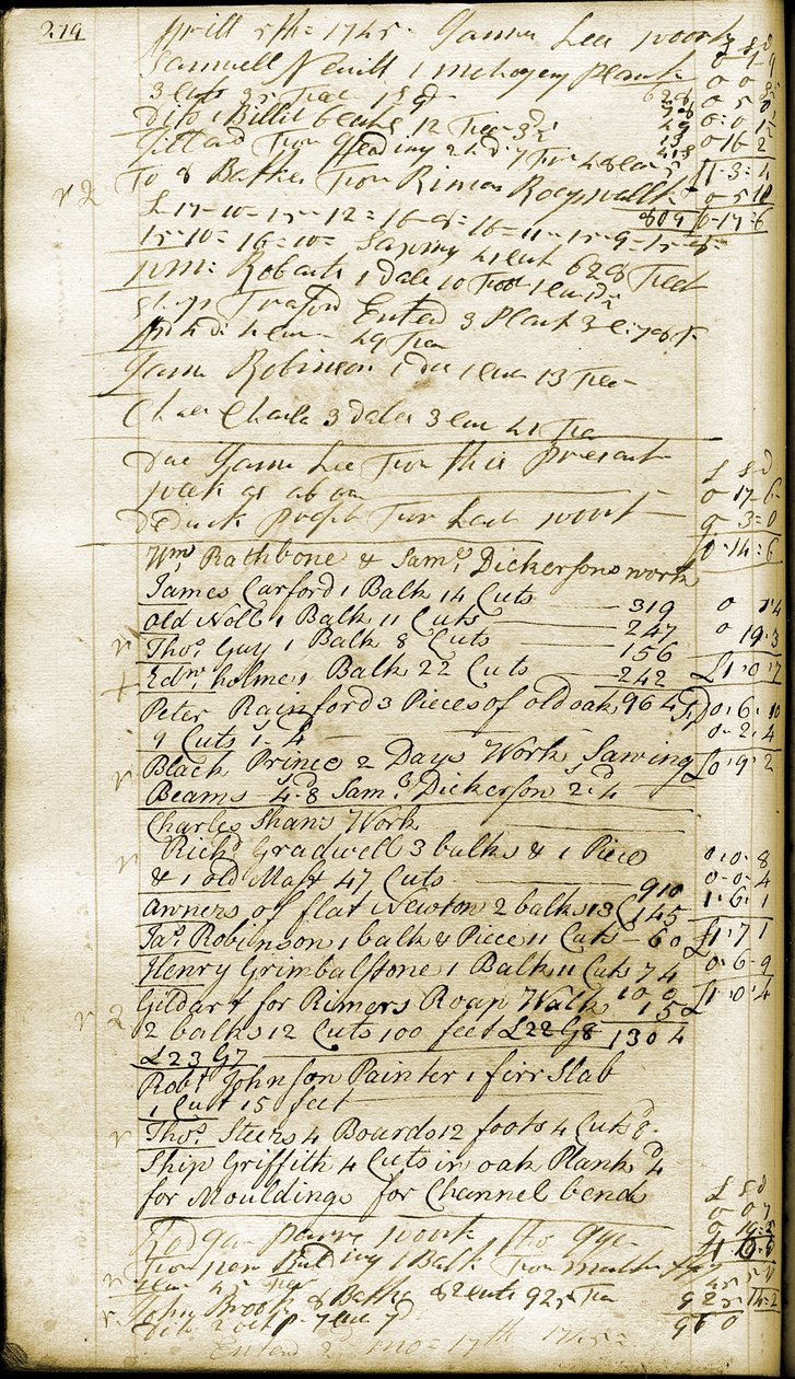 Sayfa 279, Rathbones defterinden, 1742 (kağıt üzerine mürekkep) by William Rathbone II