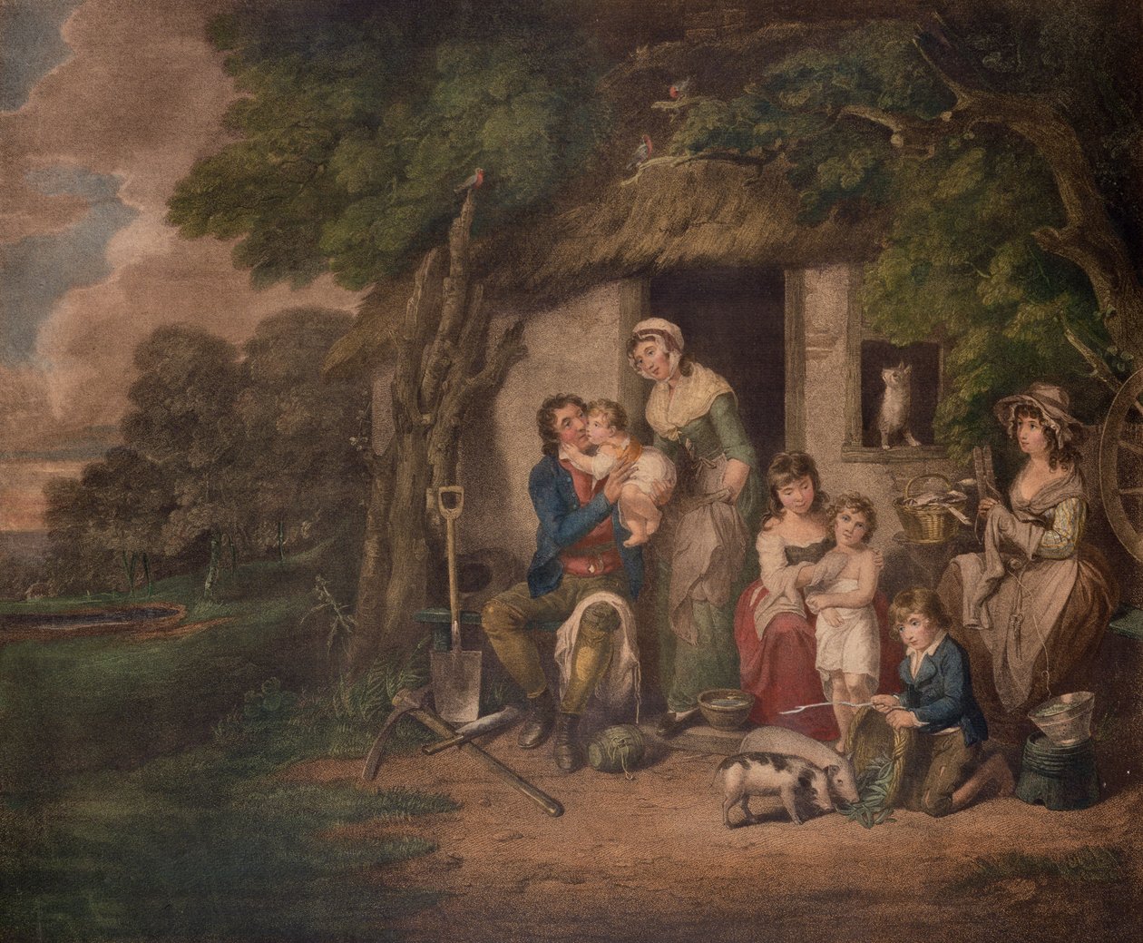 Cumartesi Akşamı, 1795 (renkli gravür) by William Redmore Bigg