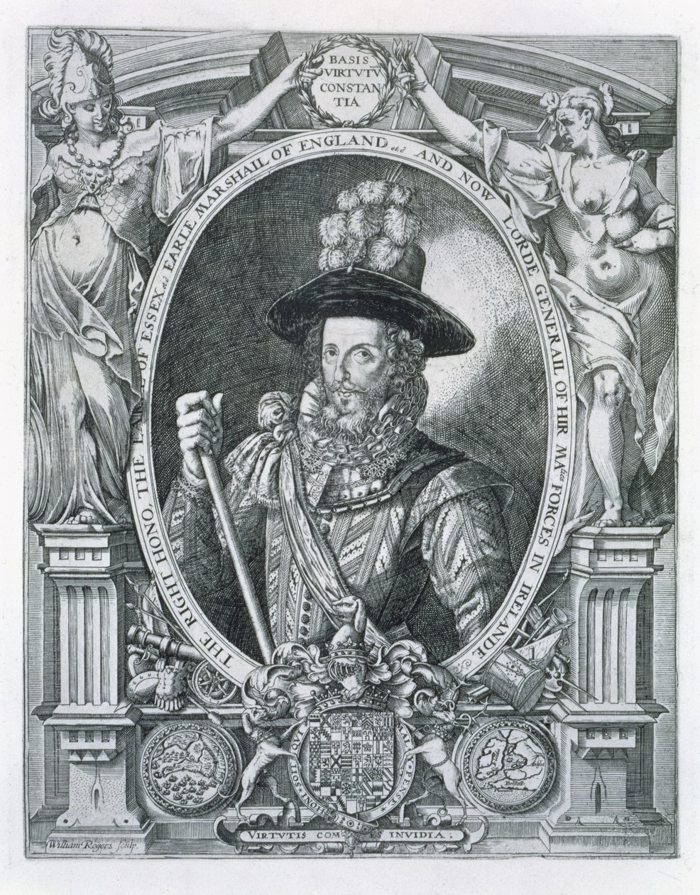 Robert Devereux (1566-1601) 2. Essex Kontu, İrlanda Lord Teğmenliğini anan portresi, 1599 by William Rogers