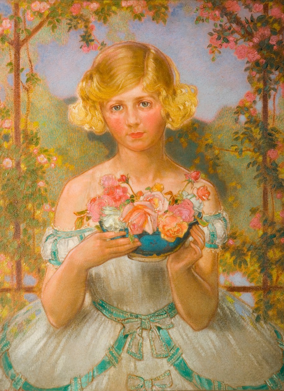 Bir kase gül ile Jane by William Shackleton