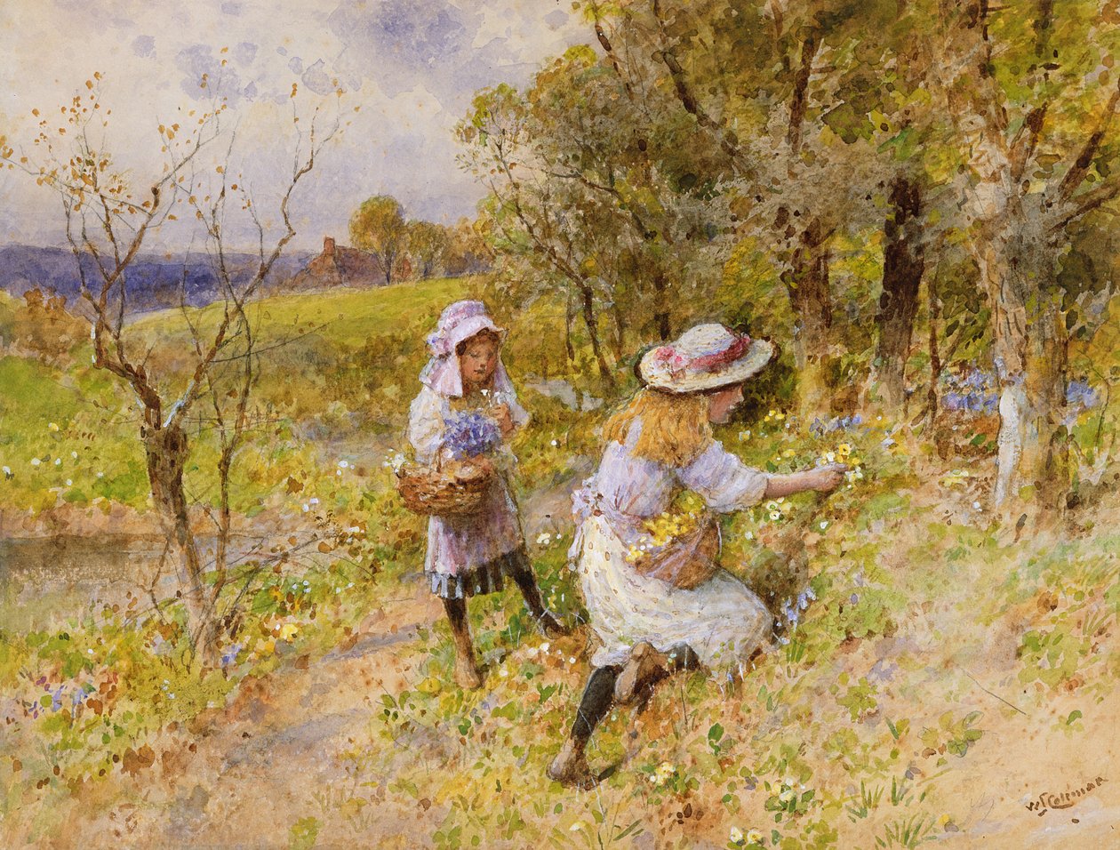 The Primrose Gatherers  by William Stephen Coleman
