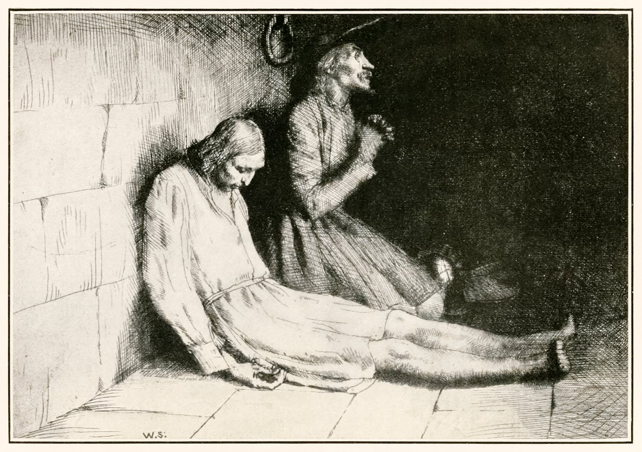 Hacıların Bu Dünyadan Geleceğe İlerleyişinden Zindanda Hristiyan ve Umutlu John Bunyan (1628-1688) çizimi William Strang (1859-1921) Şüphe C