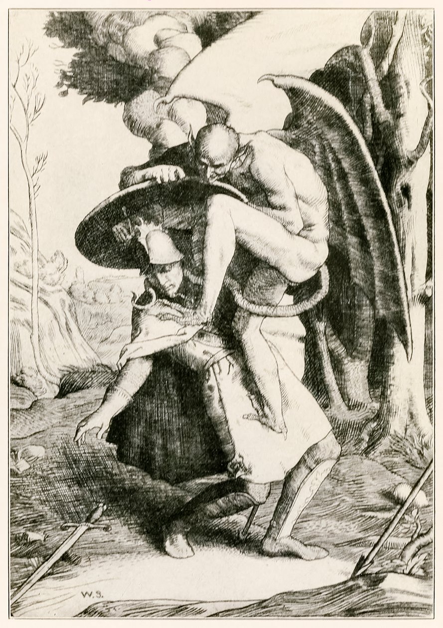 Hristiyan, Apollyon'la savaşır Hacılar Bu Dünyadan İlerleme, Gelecek Olanlara John Bunyan (1628-1688) tarafından örnekleme William Strang (1859-1921) Hristiyan Va'da Apollyon ile savaşır by William Strang