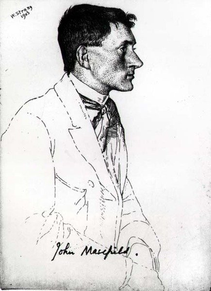 John Masefield (1878-1967) (kağıt üzerine mürekkep) by William Strang