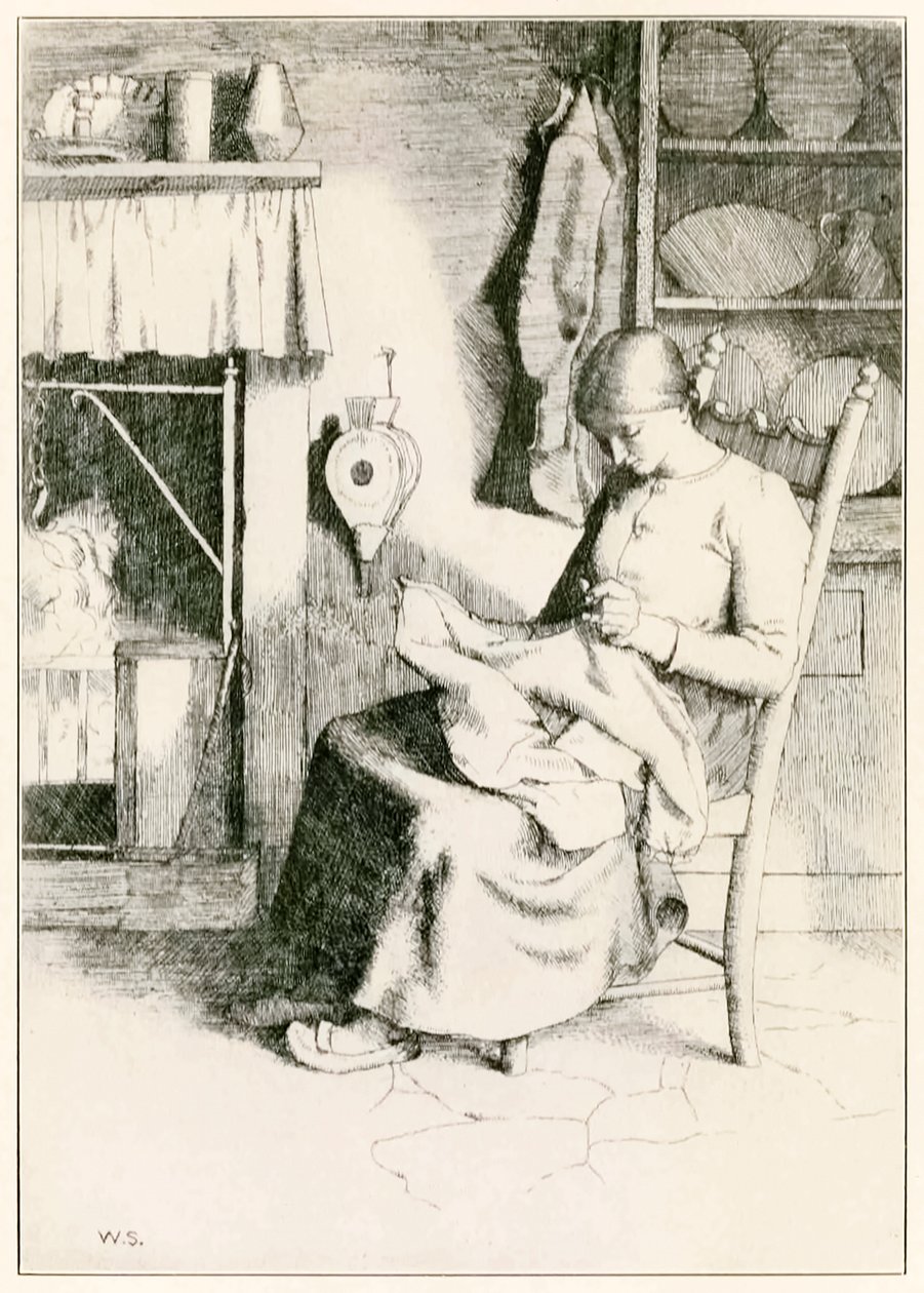 John Bunyan (1628-1688) tarafından örnekleme William Strang (1859-1921) Merhamet, Bu Dünyadan Gelecek Olanlara, Hacıların İlerlemesi'nden Çalışmasında Merhamet fakirler için bir şeyler yapar ve onarır. by William Strang