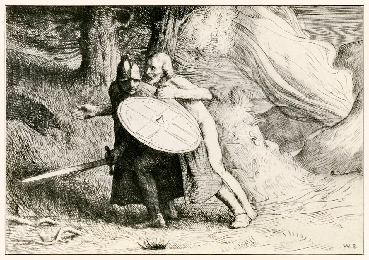 Hacıların Ölüm Gölgesi Vadisi Bu Dünyadan İlerlemesi, Gelecek Olanlara John Bunyan (1628-1688) William Strang'ın (1859-1921) illüstrasyonu Christian ağzından geçiyor by William Strang