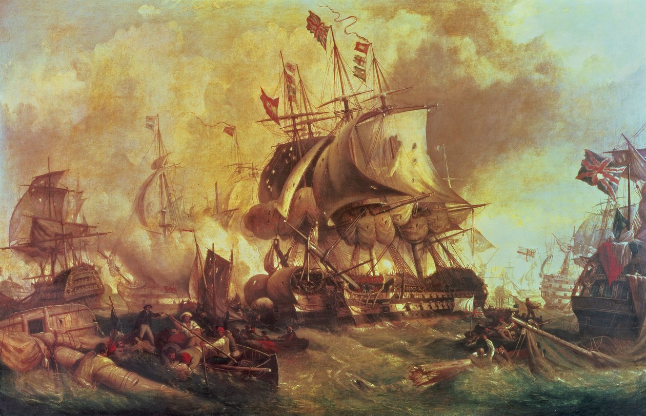 Trafalgar Savaşı, 1805, c.1848 tuval üzerine yağlı boya by William Stuart
