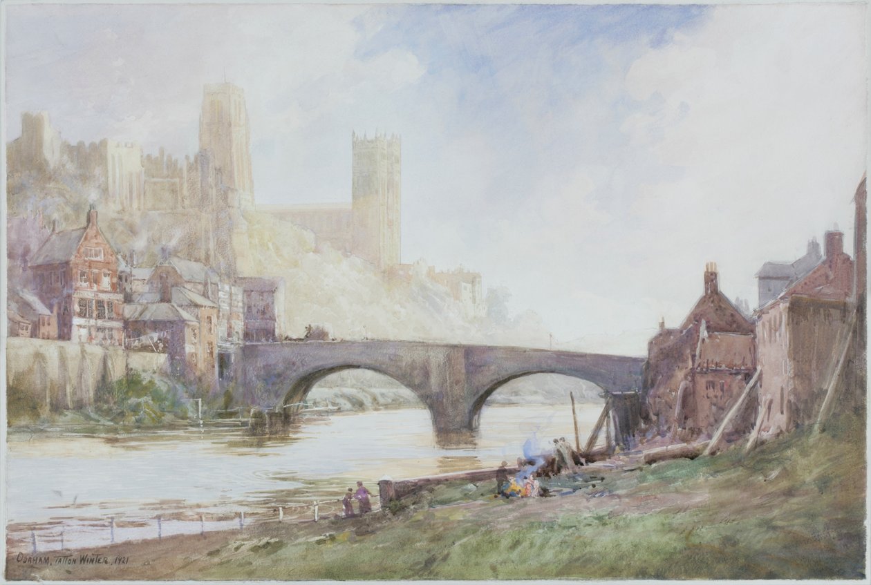 Durham (1921) (kağıda kurşun kalem ve suluboya (karta yapıştırılır)) by William Tatton Winter
