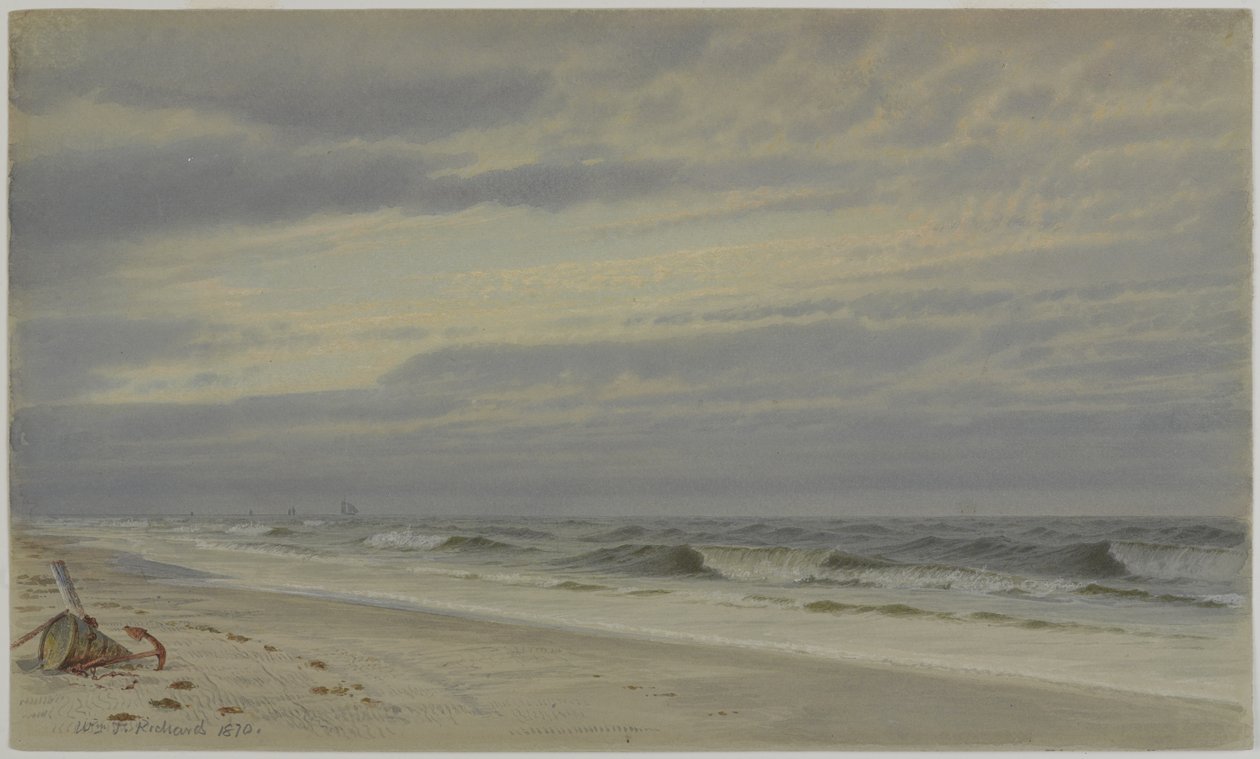 Varil ve Çapalı Sahil Manzarası, 1870 (kağıt üzerinde wc) by William Trost Richards