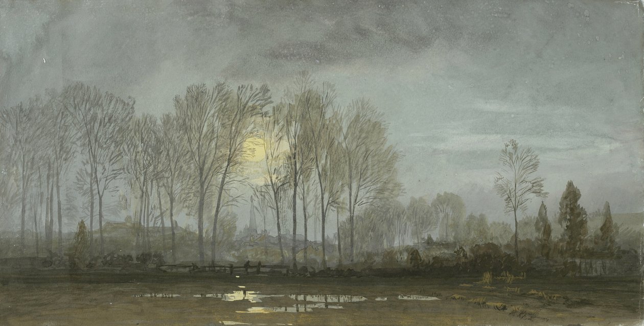 Mehtap Manzarası, 1862 (mavi-gri dokuma kağıt üzerine guajlı wc) by William Trost Richards