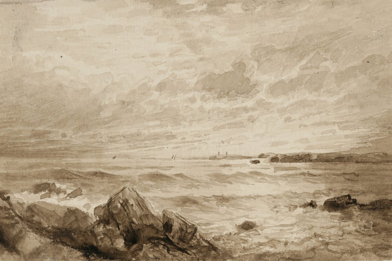 Kayalar ve Deniz (kağıt üzerinde yıkayın) by William Trost Richards