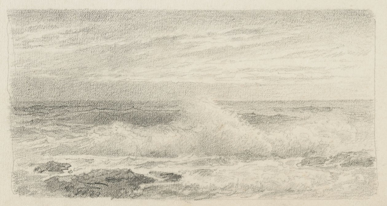 Spreyli Deniz Manzarası, 1900-05 (devetüyü kağıt üzerinde grafit) by William Trost Richards