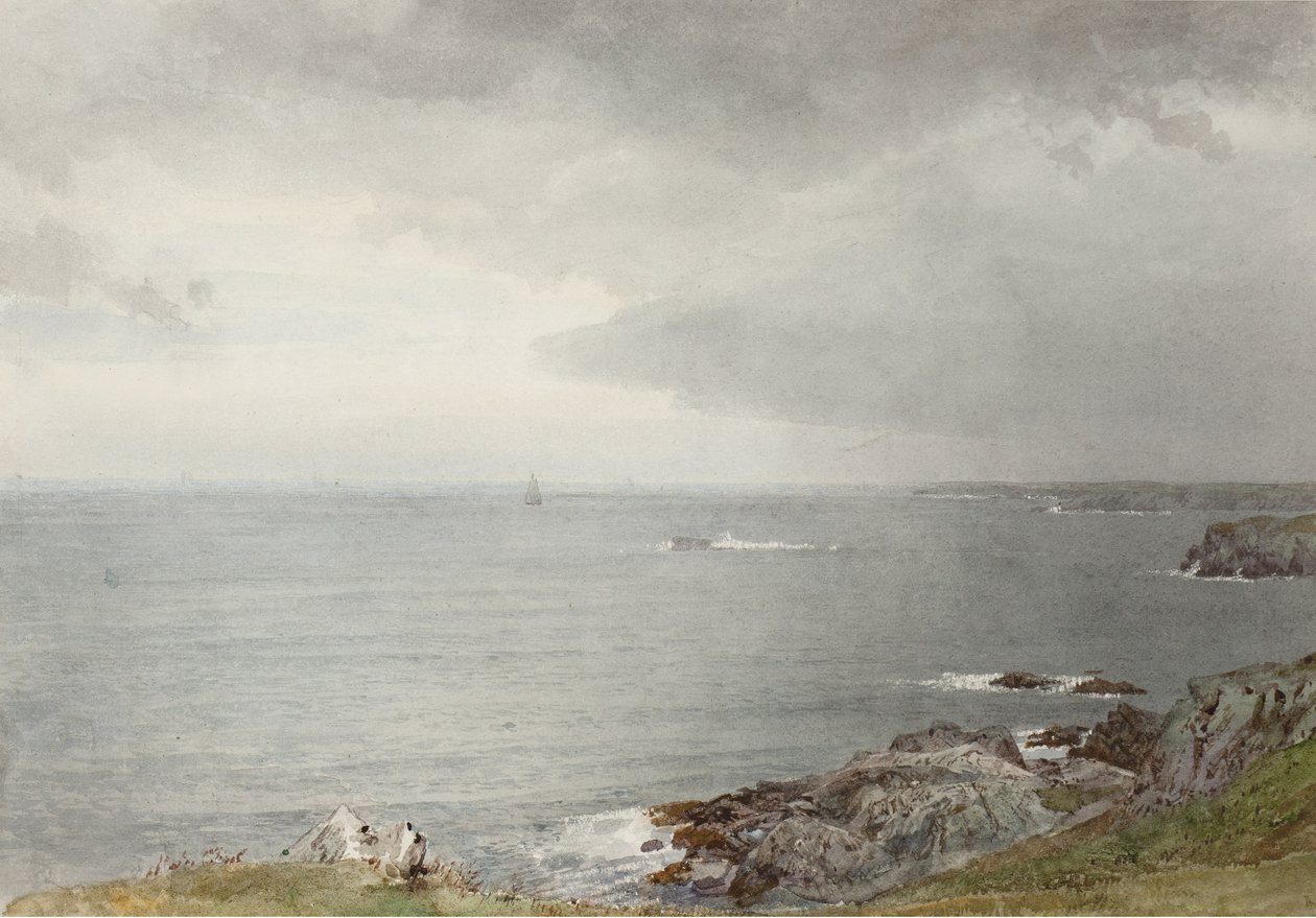 The Coming Rain, Narragansett Bay, c.1874-80 (krem beyaz dokuma kağıt üzerinde wc) by William Trost Richards