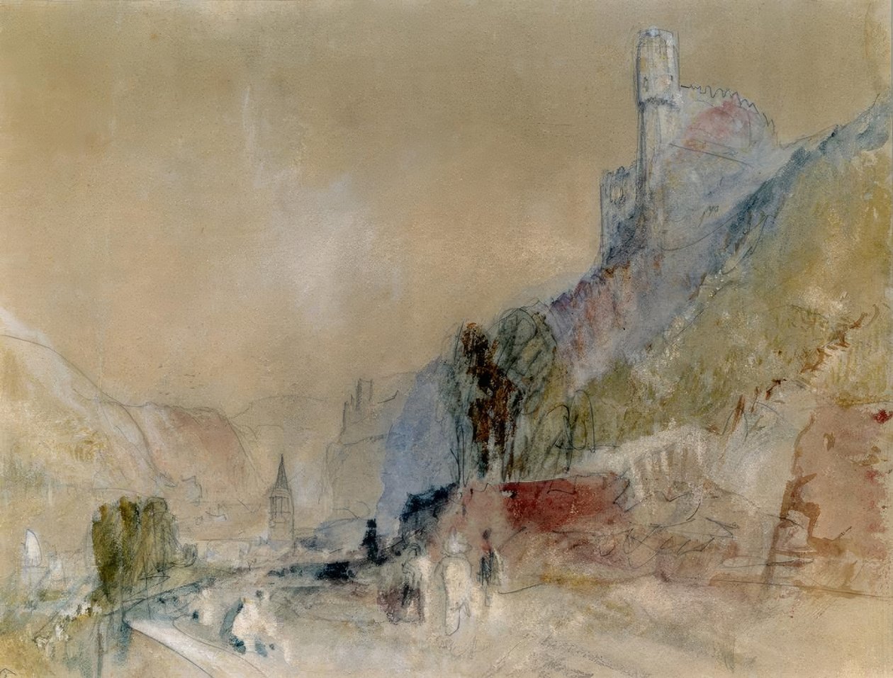 Rheinstein Kalesi ve Reichenstei Kalesi ile Clemens Şapeli by Joseph Mallord William Turner