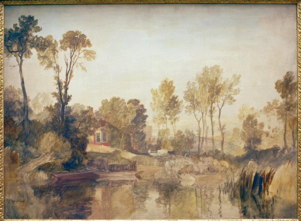 Ağaçlar ve Koyunlarla Bir Nehrin Yanında Ev by Joseph Mallord William Turner
