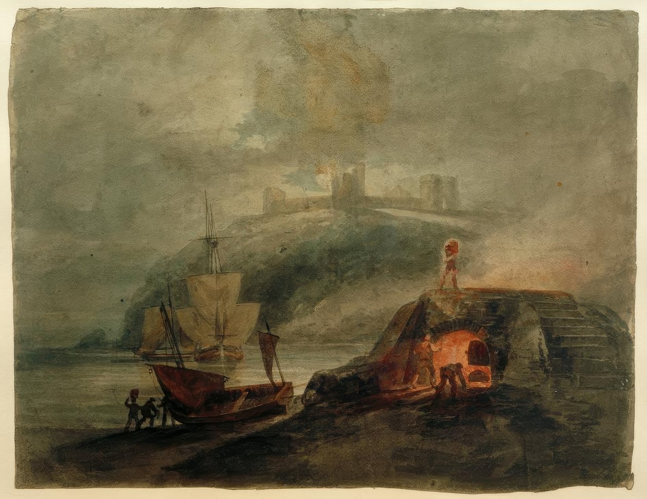Ön Planda Bir Fırın ile Ay Işığında Llanstephan Kalesi by Joseph Mallord William Turner