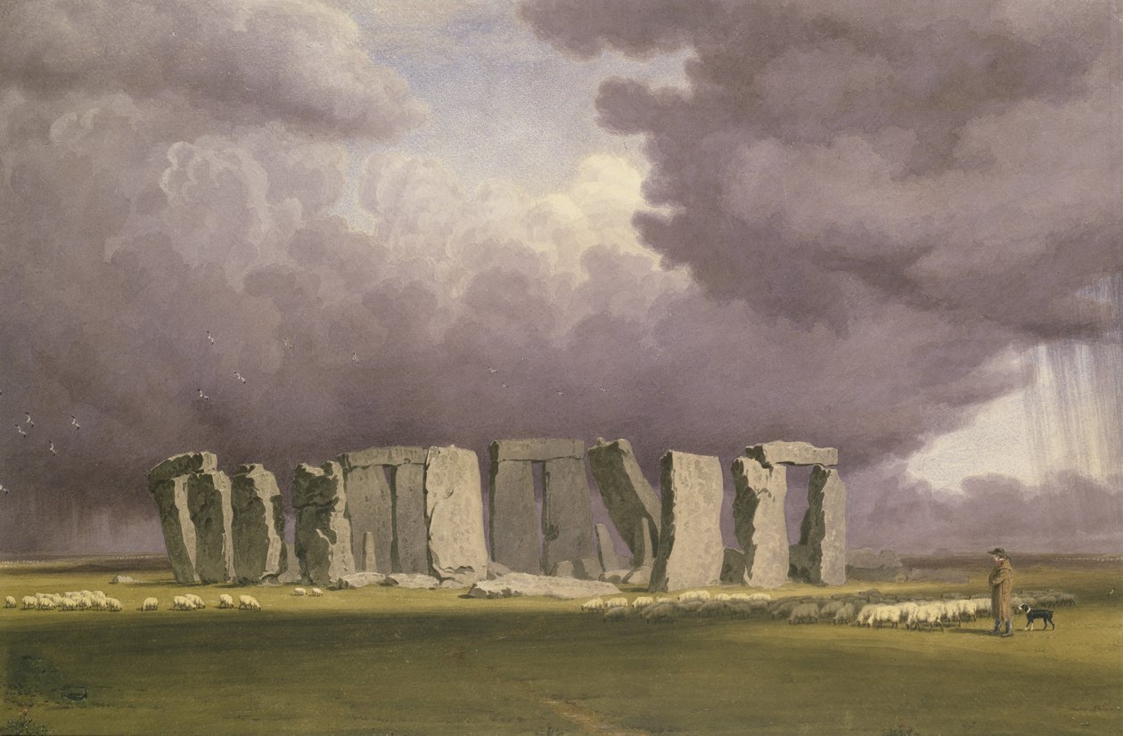 Stonehenge: Fırtınalı Gün, 1846 (grafit üzerine suluboya, kağıt üzerine) by Joseph Mallord William Turner