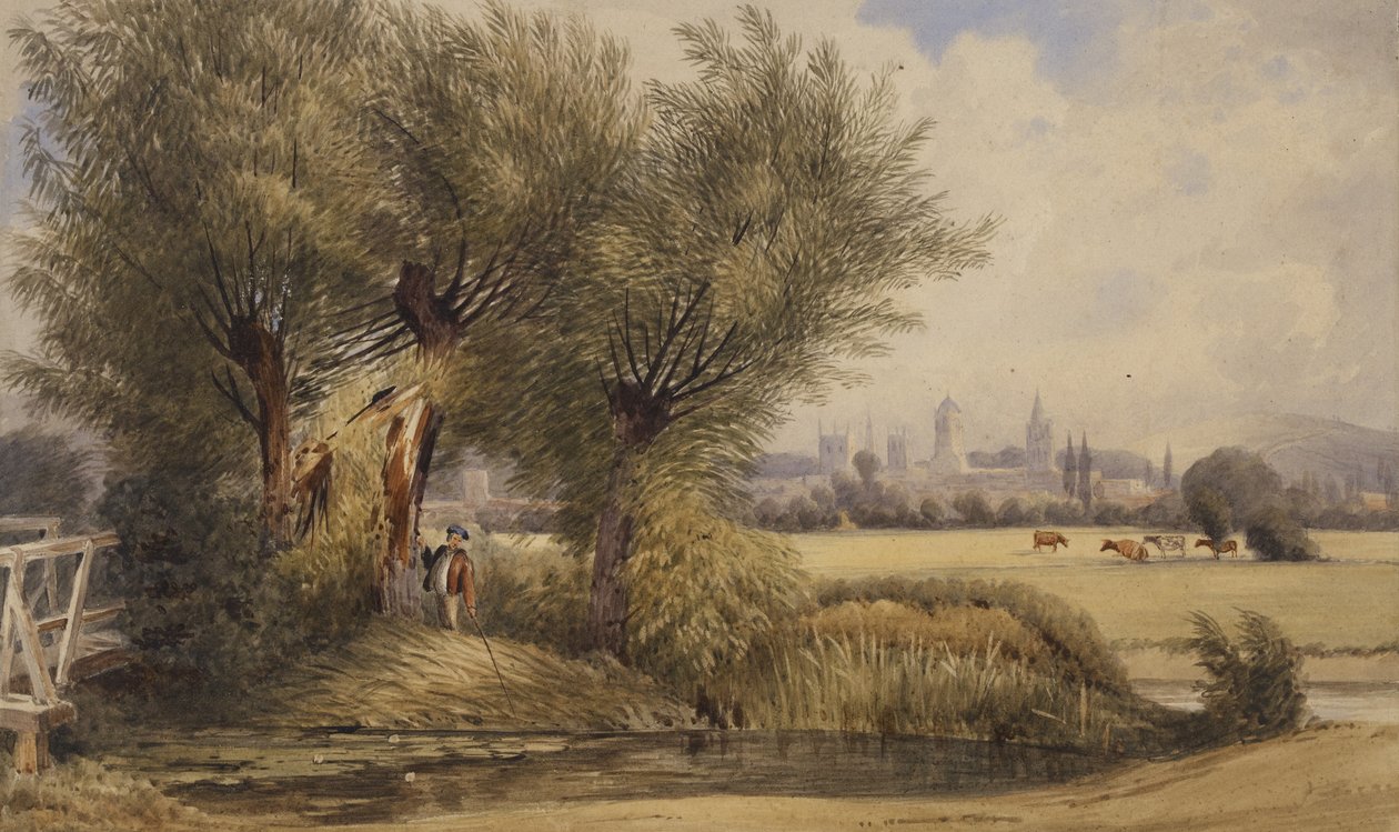 Nehirden Oxford manzarası (kağıt üzerine sulu boya) by Joseph Mallord William Turner