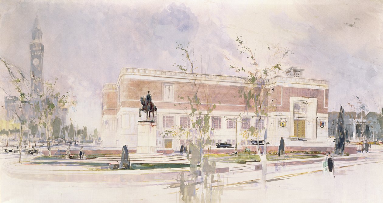 The Barber Institute of Fine Arts (kağıt üzerinde tuvalet ve gövde rengi) by William Walcot